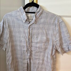 Billy Reid Light Gray Plaid Button-Down Shirt